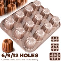 6/9/12 Holes Cake Molud Carbon Steel Cannele Mold Muffin Bakeware Cupcake Pan Non Stick Baking Pans for Baking Kitchen Accessory