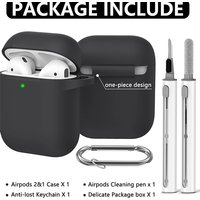 Silicone Cases With Hook For Airpods1/2 Protective Shockproof Wireless Earphone Cover For Airpod 2 1 Box Bags With Cleaner Kit