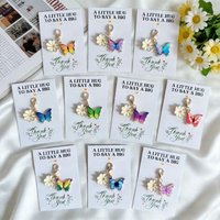20pcs(10A beautiful keychain+10A thank you pocket hug card)Butterfly, Daisy, and Ladybug Keychain Comes with a Thank You Pocket