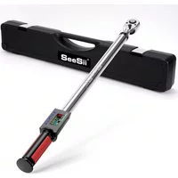Seesii Digital Torque Wrench 340N.m Digital Electric Wrench 1/2" Drive 12.5-250.8ft-lbs/17-340N.m Buzzer LED Flash for Car Care