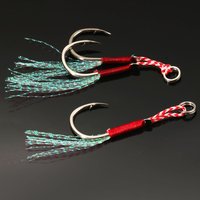 Cast Jig Assist Hook 10PCS/Lot High Carbon Steel Angle Barbed Thread Feather Lake Fishing Tackle Slow Jigging Sea Pesca Fishhook