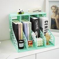 Splicable Plastic Desktop File Rack Vertical A4 Document Holder Multi-grid Magazine Organizer Office Stationery Storage