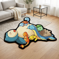 Cute Pokemon Floor Mat Snorlax & Starter Buddies Rug - Print Non-Slip Soft Carpet for Bedroom & Gaming Room Use
