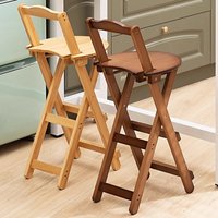 Barstuhl aus Holz, klappbarer Stuhl ohne Montage, Fußhocker für das Wohnzimmer, Barstuhl mit Rückenlehne aus Massivholz, Stuhl für den Empfangsbereich
