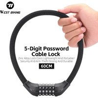 AliExpress West Biking WEST BIKING Multicolor Bicycle Cable Lock Portable Anti-Theft Wire Lock Kid Students 5-Digit Password MTB Road Bike Cycling Lock