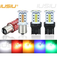 IUSIU 2PCS Flash P21W 1156 BA15S 1157 strobe Led Bulb BAY15D T20 7440 7443 P21/5W Red Car Stop Tail Brake Reverse Lamp Light 12V