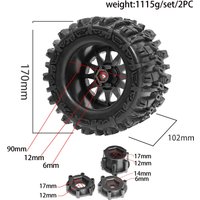 Superreifen 170 x 102 mm Racing Truck Reifen 12 14 17 mm Sechskant für 1/7 1/8 1/10 RC Monster Car ARRMA TRAXXAS Hpi Corally Upgrade-Teile