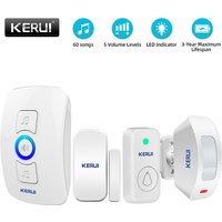 KERUI Wireless Doorbell Home Security Welcome Chime Door Bell Work with PIR Motion Detector Door Sensor Sound Alarm Ring Button