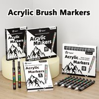 White & Black Acrylic Paint Pens Brush Tip Water Based Acrylic Markers for Rock Painting Wood Stone Canvas DIY Crafts