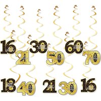 6pcs 18/21/30/40/50 Years Old Birthday Party Spiral Garlands Swirl Banner Pendants Adult Birthday Party Ceiling Hanging Backdrop