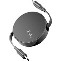 240W Retractable USB C to USB C Cable PD Fast Charging Type C Data Cord for iPhone 15 16 Pro Max MacBook iPad Phone Laptop