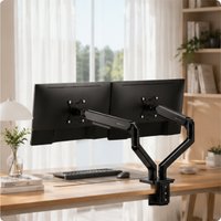 Heavy Duty Dual Screen Monitor Desk Bracket, Multi-angle Swivel Rotatable Arm Mount, Space Saving Stable Support Stand for 13-32