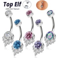 ASTM F136 Titanium Implant Grade Internal Thread Bezel Set CZ Gem Belly Button Ring