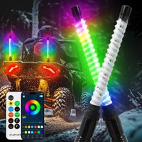 2PCS 1FT COB LED Whip Lights Remote Control Flagpole Antenna Whips for UTV ATV Off Road Truck Sand Buggy Dune RZR