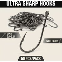 50pcs High Carbon Steel Curved Back Octopus Circle Hooks – Jig Hook for Fly Fishing & Carp Tackle