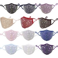 Sparkly Rhinestone Mesh Masquerade Mask Luxurious Face Cover Fashion Halloween Mardi Elastic Reusable Washable Festival Jewelry