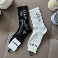 2026 New Streetwear Dirty Style Cotton Socks Splatter Print Crew Socks with Letter Decor Decorative Socks for Women Fall Winter