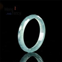 Natural A-Grade Jadeite Blue Water Diamond Facets Couple Ring Exquisite Fashion Jewelry Best Selling Popular Luxury Holiday Gift