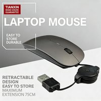 Laptop Retractable USB Wired Mouse Ergonomic Mini Slim Silent Click Optical Mouse Plug & Play Portable for Notebook Office Use
