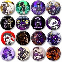 Funny Cartoon N Uzi Cyn Coin Brooches Plastic Button Pins Anime Character Cosplay Badge Clothes Bag Jewelry Gift for Kids Friend