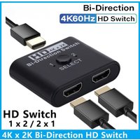 4K X 2K 60HZ HDTV Bi-Direction 2 Port Splitter Switch for Laptop PC PS3 PS4 TV Box to Monitor TV Projector