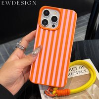 Colorful Striped Minimalist INS Couple Phone Chain Lanyard Case For iPhone 17 16 11 13 Plus 12 14 15 Pro Max Y2K Silicone Cover