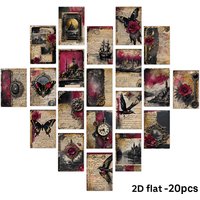 20pcs Gothic&Dark Aesthetic Art Cards For Home Room Wall Decor,Scrapbooking Making,Unique Halloween-Themed Party Invitation Card