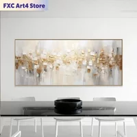 Frameless Gold Abstract Painting on Canvas Textured Wall Art Gold Foil Painting Boho Wall Decor Bright painting Large Modern Art