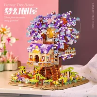 Nice Sakura Tree House Diy Micro Diamond Model Fairy Tale World Building Blocks Creative Indoor Adult Decoration Children's Toy