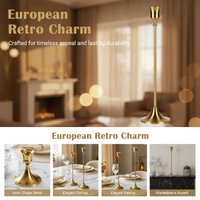 【YA】3PCS Metal Candle Holder Simple Candlestick For Wedding Party Candlelight Dinner