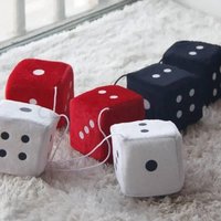 SUSU 2pcs Plush Dice Toys Velvet Pendants Car Hanger With Suckers Stress Relief Squeeze Cube Fluffy Stuffed Decoration