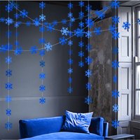 Royal Blue Little Snowflake Garland Winter Wonderland Party Decorations Christmas Hanging Snowflake Banner Xmas Party Supplies