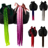 Helmet Decoration Accessories Color Fried Dough Twists Braid of Wig Detachable Helmet Wig Bow Twist Braid Fashion Wig
