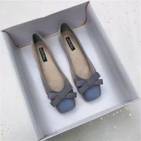 Large Size Women's Shoes 2026 Spring and Autumn New Fashion Square Toe Bow Flat Shoes Comfortable Shallow Casual Shoes 33-45