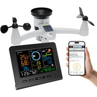 WiFi Weather Station Wireless Indoor Outdoor with Rain Gauge and Wind Speed Wind Direction Weather Forecast Temperature Humidity