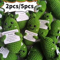 2pcs/5pcs wool crocheted positive energy decorative items, emotional cucumber hand-woven finished decorative items as gifts