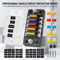 Boîtier de fusibles 6 voies 12V étanche avec couvercle, indicateur LED et bornes à vis pour voiture, camping-car, bateau, camion