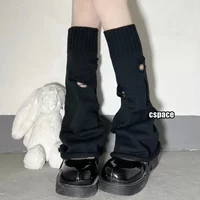 Hot Japanese Lolita Sweet Girls Hole Leg Warmers JK Uniform Bellmouth Wool Ball Knitted Foot Cover Cosplay Women Y2k Long Socks