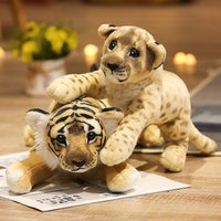 39cm Lovely Lion Tiger Leopard Plush Toys Cute Simulation Dolls Stuffed Soft Real Like Animal Toys Child Kids Decor Gift
