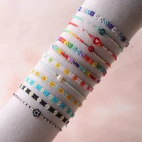 Rice bead bracelet Flower Rainbow Bohemia Hand knitting Originality Design Gradient Adjustable Fashion Simple Beaded bracelet