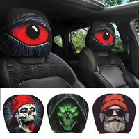 2PCS Universal Fit Double-Sided Print Car Seat Head Protector Cute Funny Cartoon Eyes Cars Headrest Covers for Cars Vans Trucks
