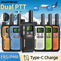 2PCS Baofeng BF-T18 Mini Dual PTT Walkie Talkie Flashlight Portable PMR/FRS Support Type-C Charger NOAA For 5Rmini F22 Ham Radio