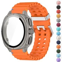 Silicone Band+Case For Samsung Galaxy Watch 7 44mm 40mm Band Change to Ultra 2025 47mm PC Protector Shell Case Soft Sports Repla