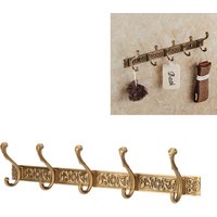 5 Hook Rail Wall Hook Towel Hanger Door Back Clothes Hook for Coat Hat Clothes Hanging Vintage Space Aluminum Bathroom Accessory