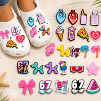 1/25PCS Shoe Charms Palm Tree Accessories for Girl, Balloon Dog Bow Shoe Charms, Heart Shaped Sandal Clog Clips