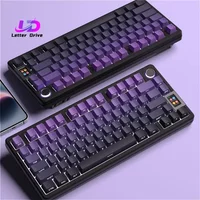 Black Purple Side Engraved Translucent OEM Keycaps 130+ Keys PBT Small Full Set Keycaps for 60/64/84/98/108 Mechanical Keyboards