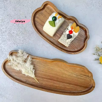 M-Japanese Style Storage Tray Irregular Cloud Shaped Wooden Tray For Bread Dessert Cake Coffee Tea Cup Household Organizer Plate