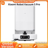 Globale Version Xiaomi Robot Vacuum 5 Pro HD-Video Einweg-Videoanrufe 20000Pa Saugkraft Problemlose Anti-Verwicklungs-Funktion Staubsauger mit selbstreinigender Basisstation Erweiterbare Wischfunktion