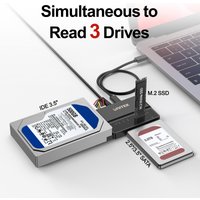 S1235A USB-C 10Gbps 3-in-1 M.2 NVMe SATA IDE Drive Dock Support UASP TRIM Tool-Free SSD HDD Adapter for Windows Mac Linux System