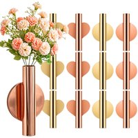 Creative Wall Flower Vase Metal Self Adhesive Plant Flowers Tube DIY Floral Bouquets Display Holders Home Decorative Ornaments
